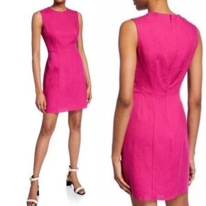 Theory Dress Panel Mini Pure Linen in Pop Fuchsia